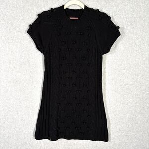 525 America Anthropologie Sweater Dress Small Black Knit‎ Mini Academia Witchy